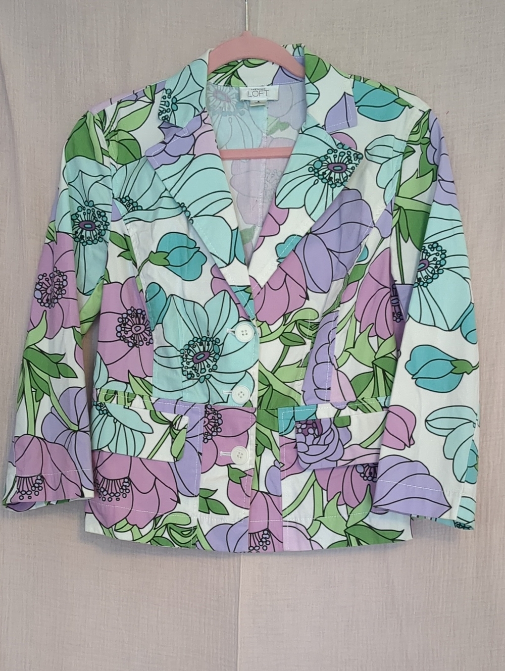 LOFT Pastel Floral Blazer in Lavender, Mint & Pink
